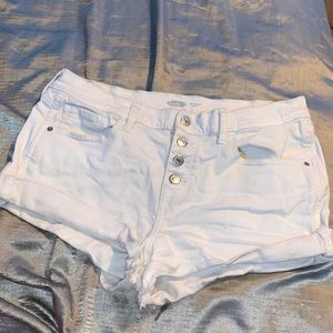 Mid Rise White Jean Shorts